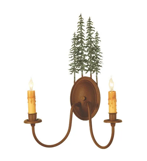 14.5"W Tall Pines 2 Lt Wall Sconce