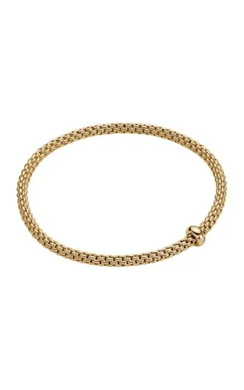 18K Gold Flex’It Prima Gold Bracelet with Diamond Accent Gold Rondel