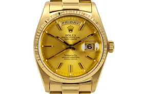 1978 Rolex YG Day Date 18038 with Champagne Tiffany & Co. Dial