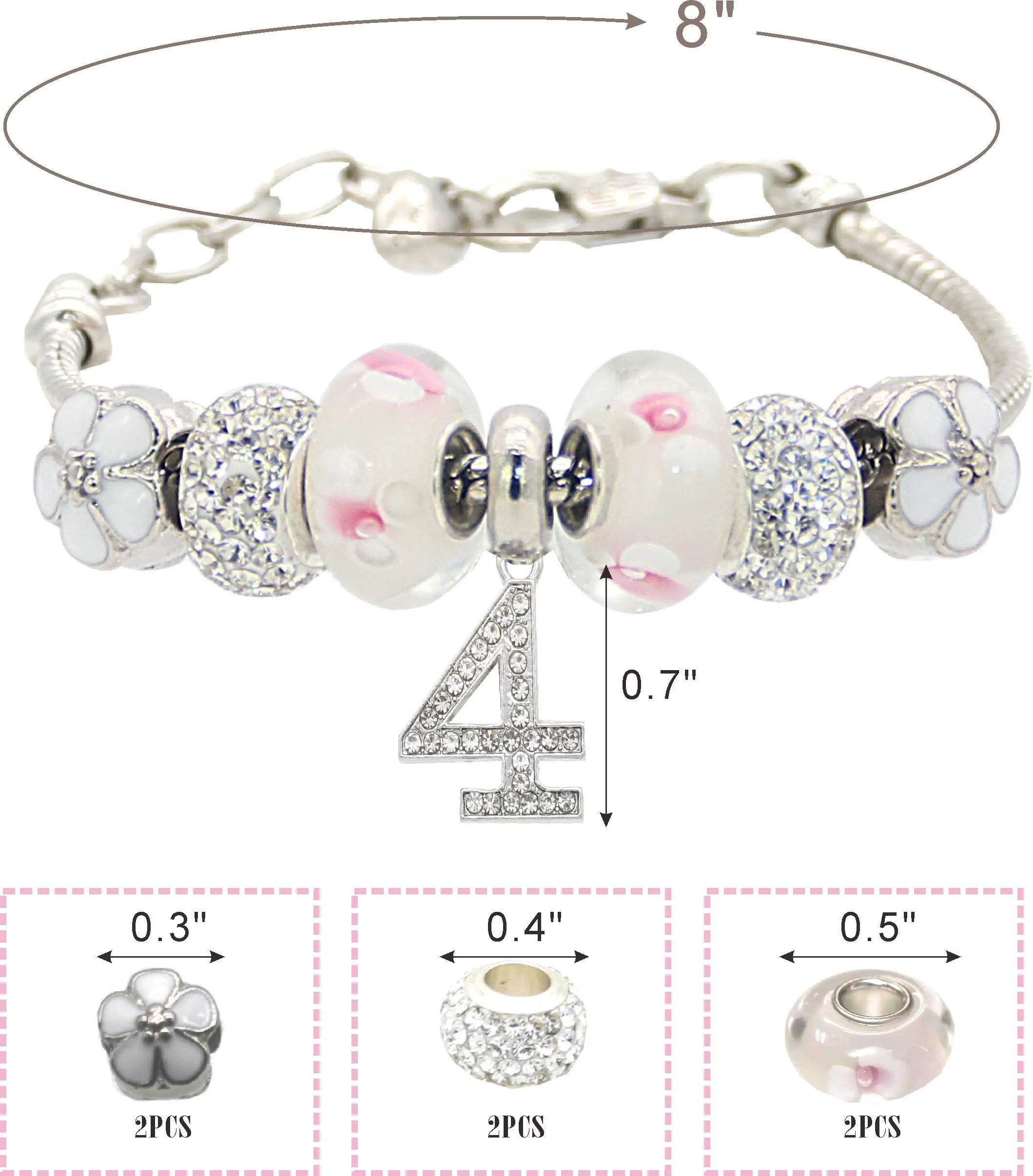 4th Birthday Gifts for Girl, 4th Birthday, 4 Year Old Birthday, 4th Birthday Bracelet, 4th