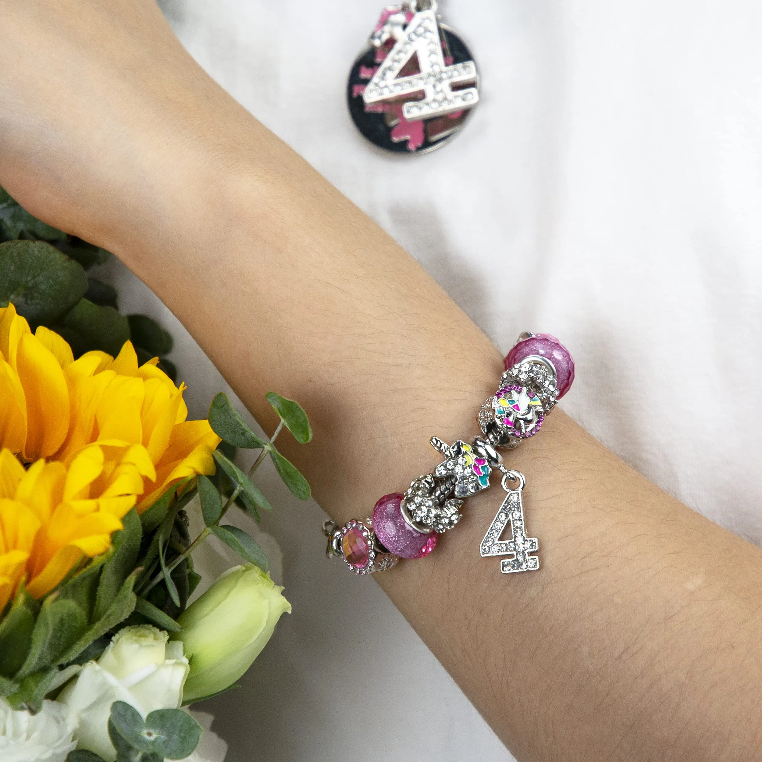 4th Birthday,4th Birthday Gifts for Girls,4th Birthday Charm Bracelet,4 Years Old Birthday