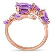 Amethyst &  Diamond Leaf Ring