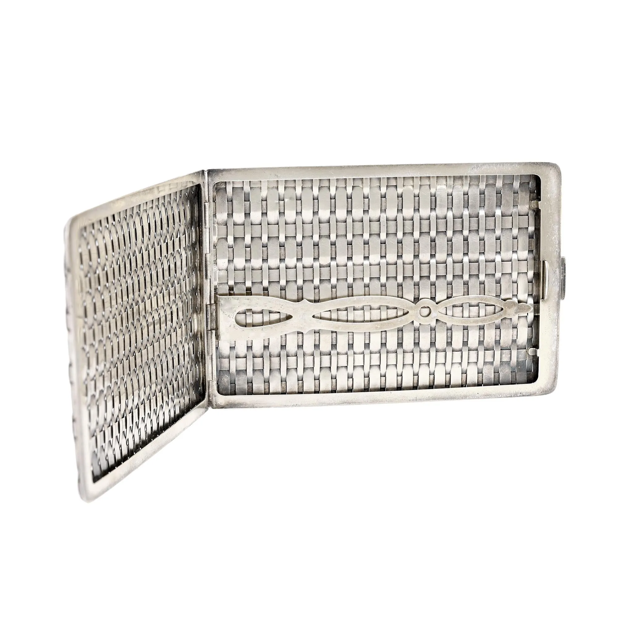 Art Deco Cartier silver weave pattern cigarette case