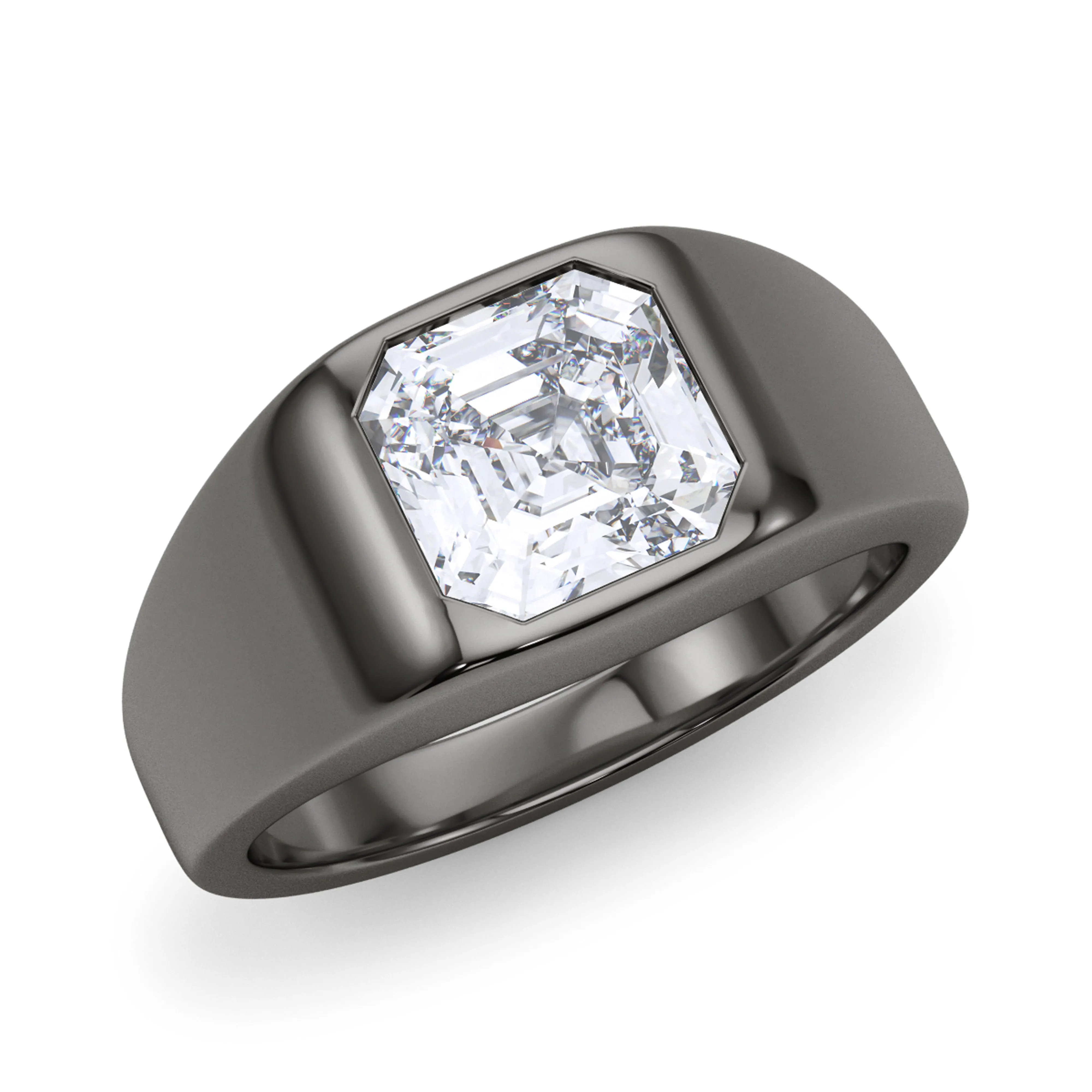 Asscher Cut Signet Ring