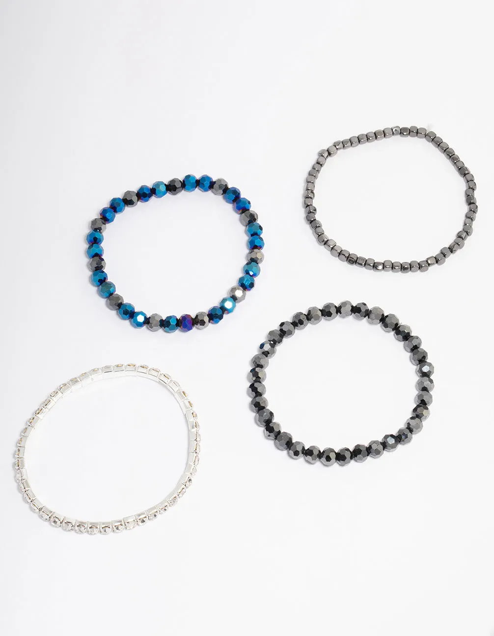 Beaded Navy Stretch Bracelet 4-Pack