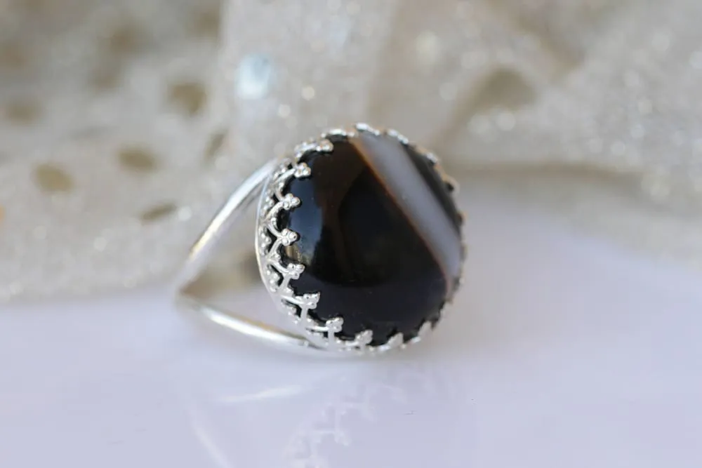 BLACK AGATE RING