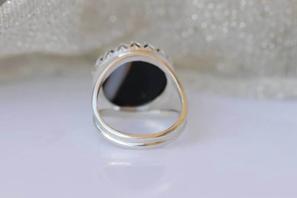 BLACK AGATE RING