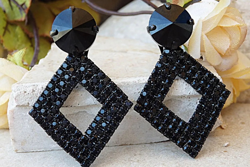 Black clip on earrings