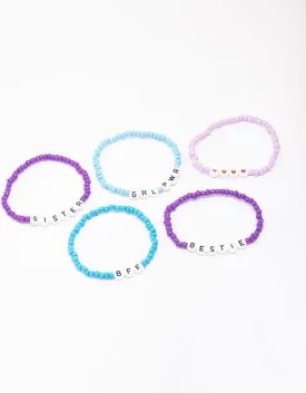 Blue & Purple Beaded BFF Friendship Bracelet 5-Pack