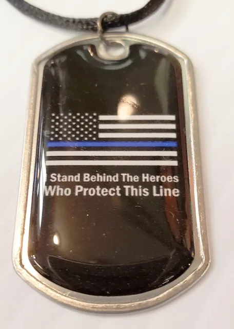 Blue Line Dog Tag Necklaces