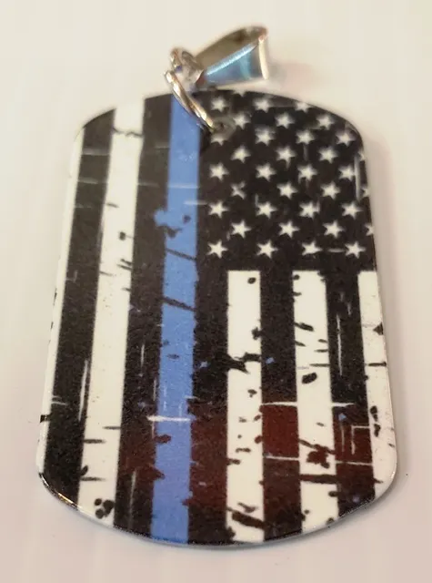 Blue Line Dog Tag Necklaces