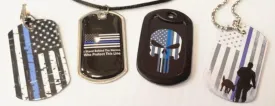 Blue Line Dog Tag Necklaces