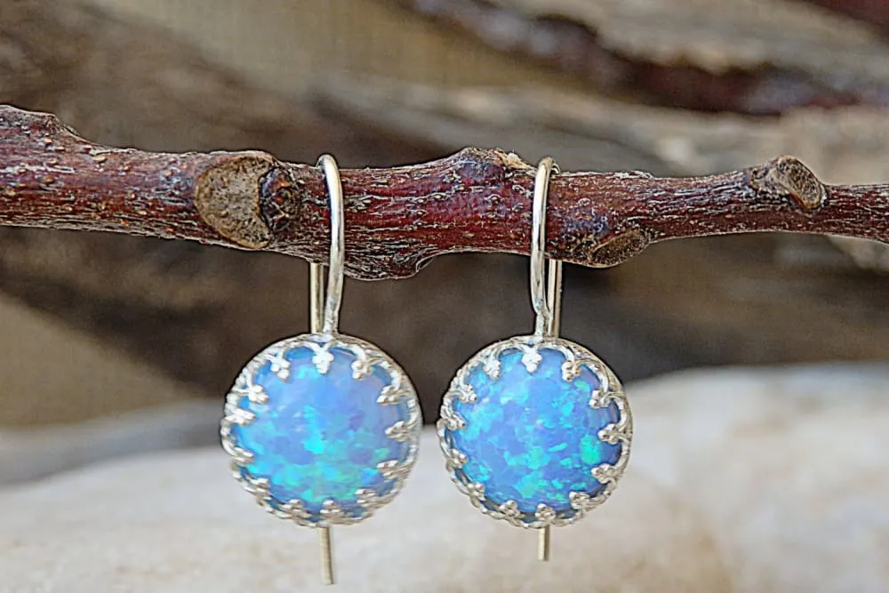 Blue Opal Silver Earrings