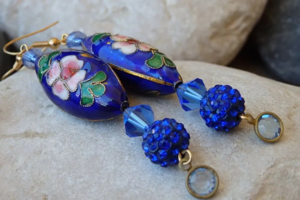 Blue royal beaded earrings