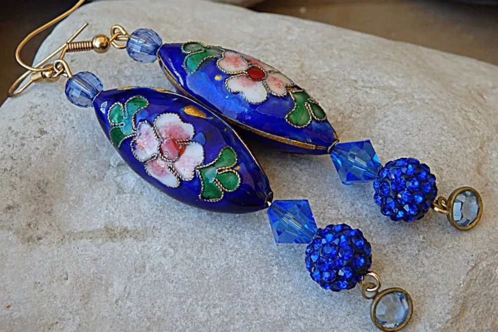 Blue royal beaded earrings