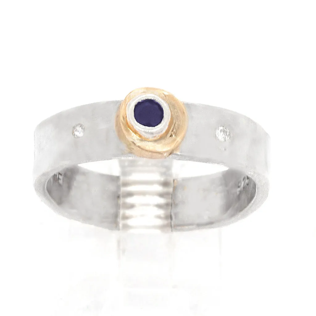 Blue Sapphires & Sapphire Wide Band Ring (size 8)