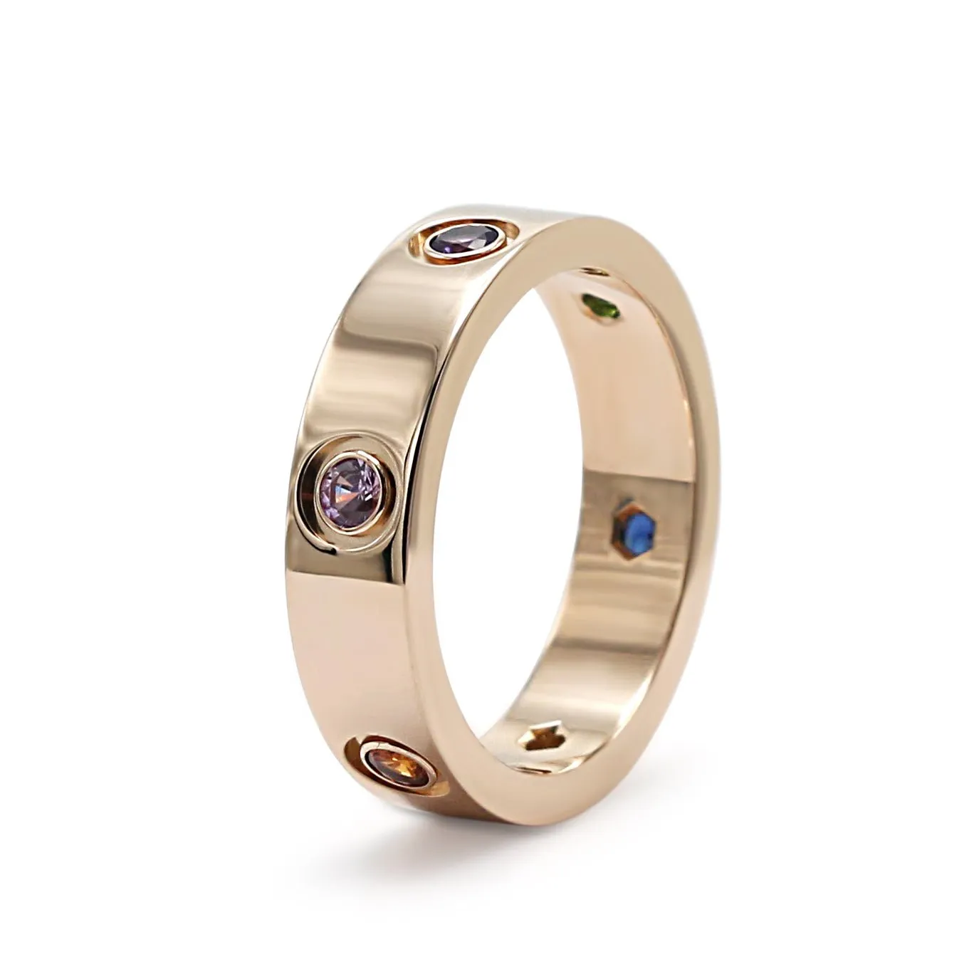 Cartier 18ct Rose Gold Multi Gem Love Ring - Size 60