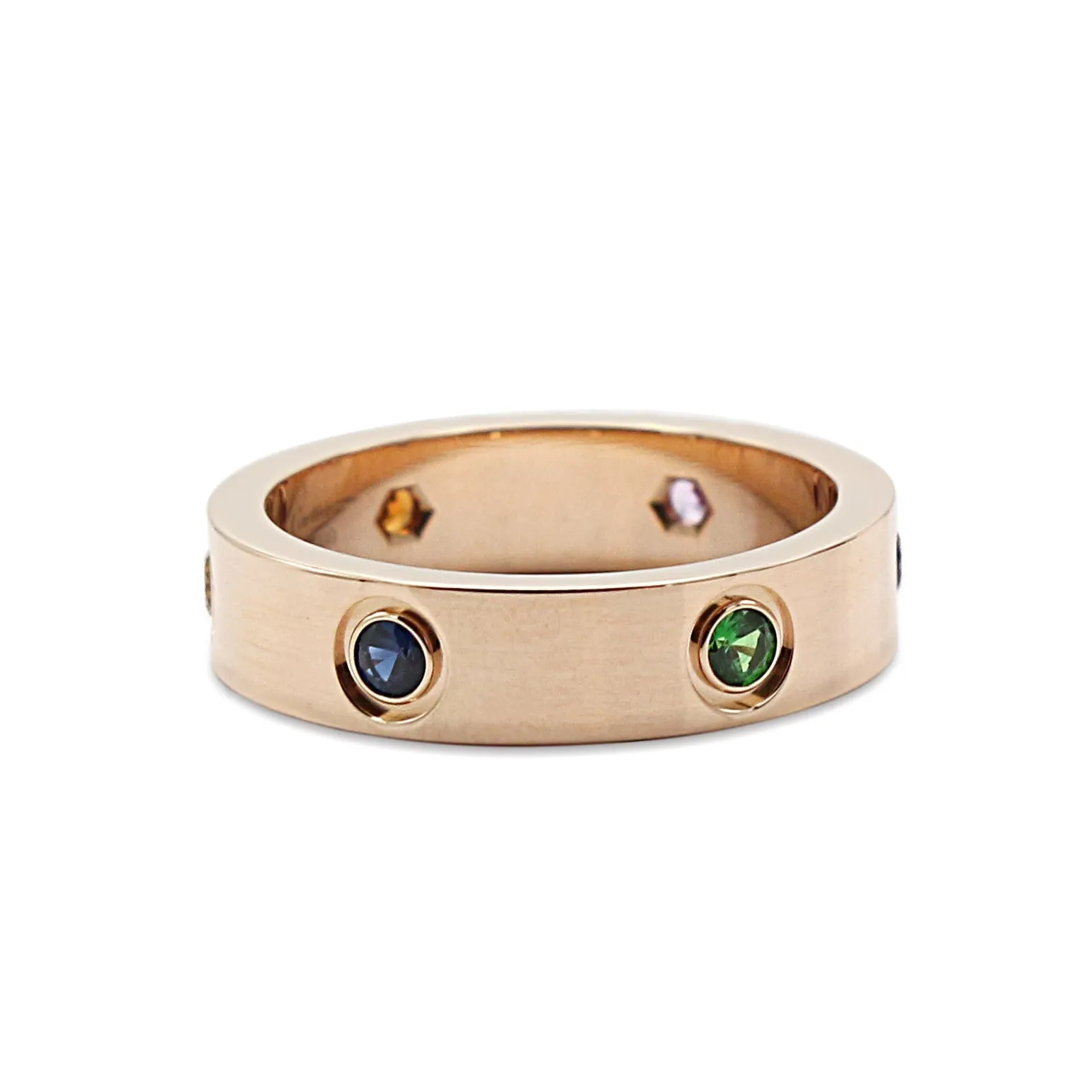 Cartier 18ct Rose Gold Multi Gem Love Ring - Size 60