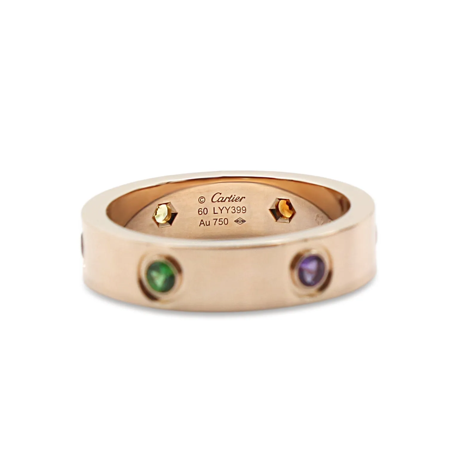 Cartier 18ct Rose Gold Multi Gem Love Ring - Size 60