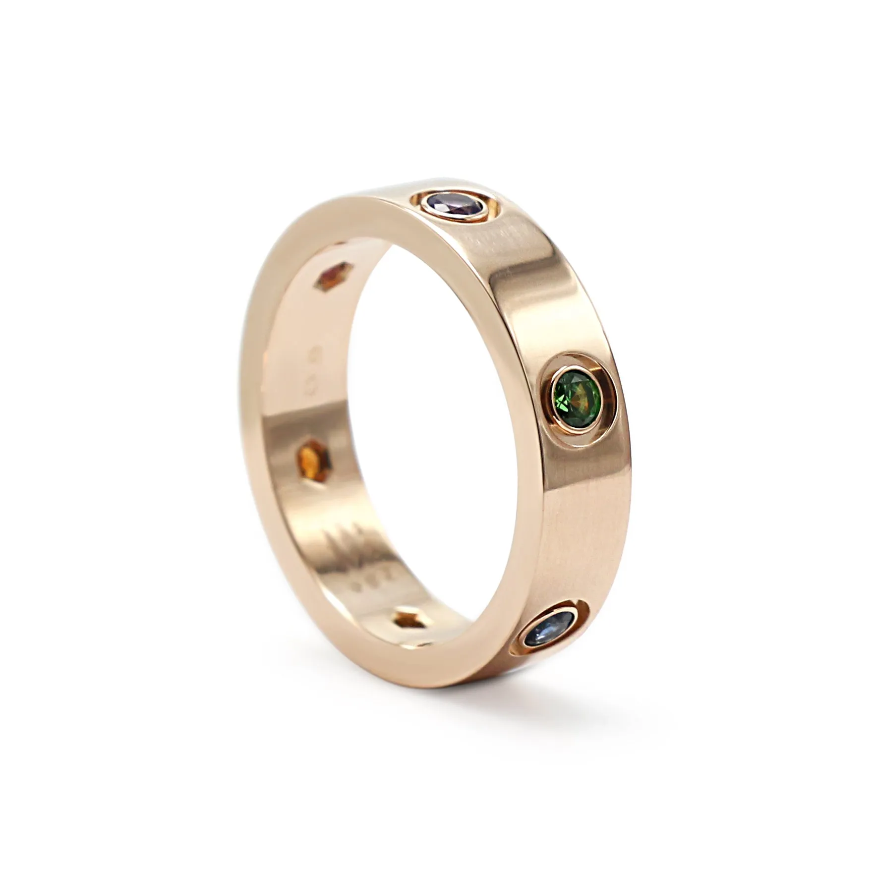 Cartier 18ct Rose Gold Multi Gem Love Ring - Size 60