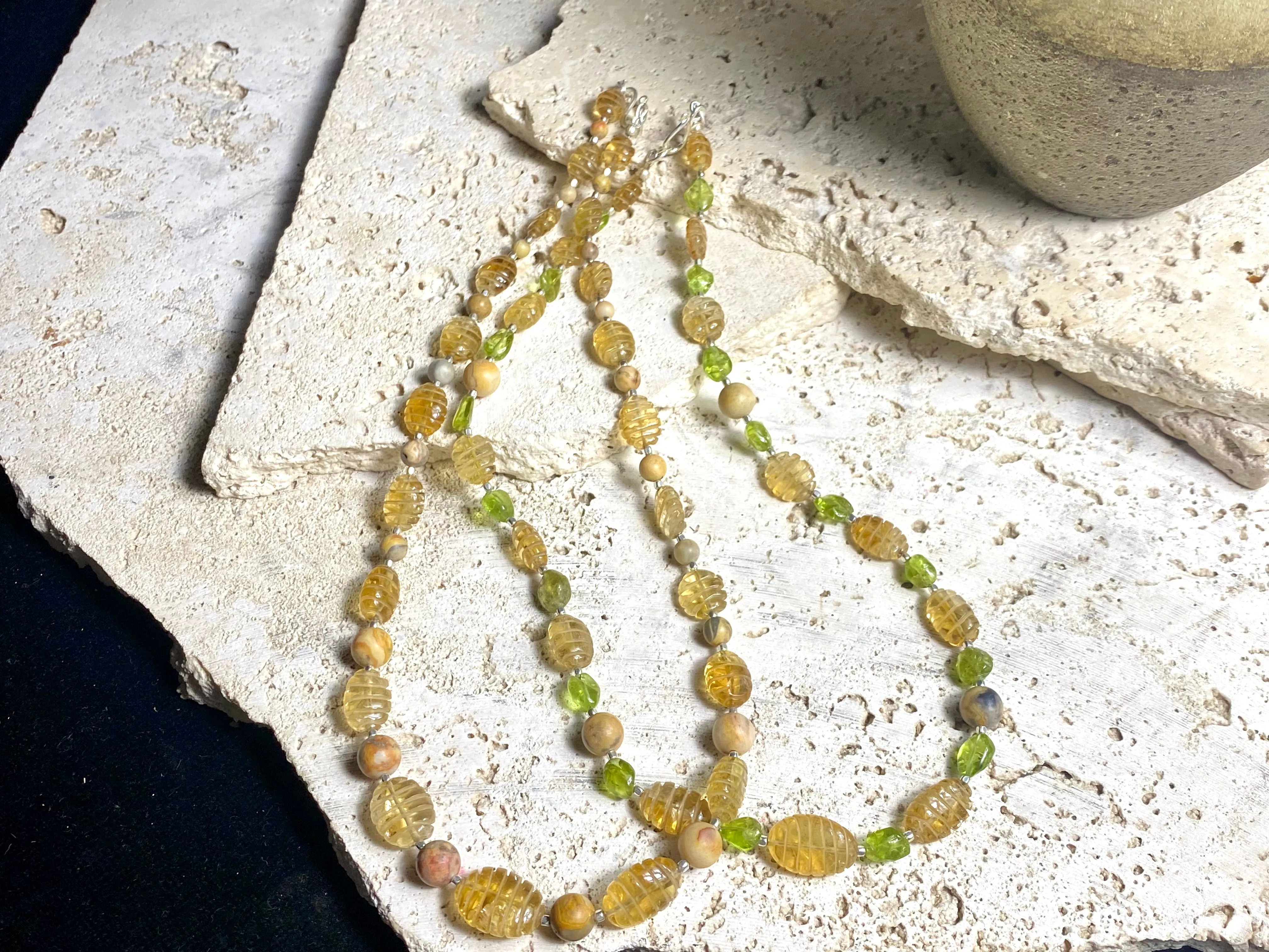 Citrine, Peridot And Jasper Necklaces