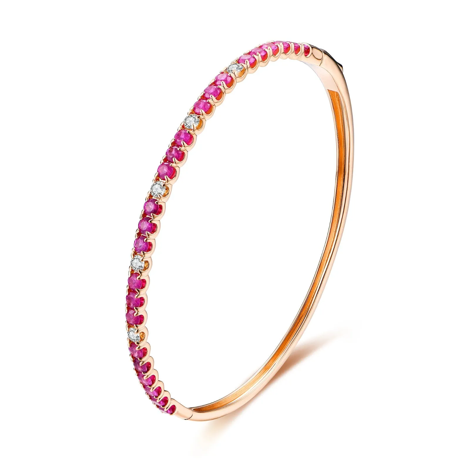 Classic Ruby and White Diamond Half Bangle