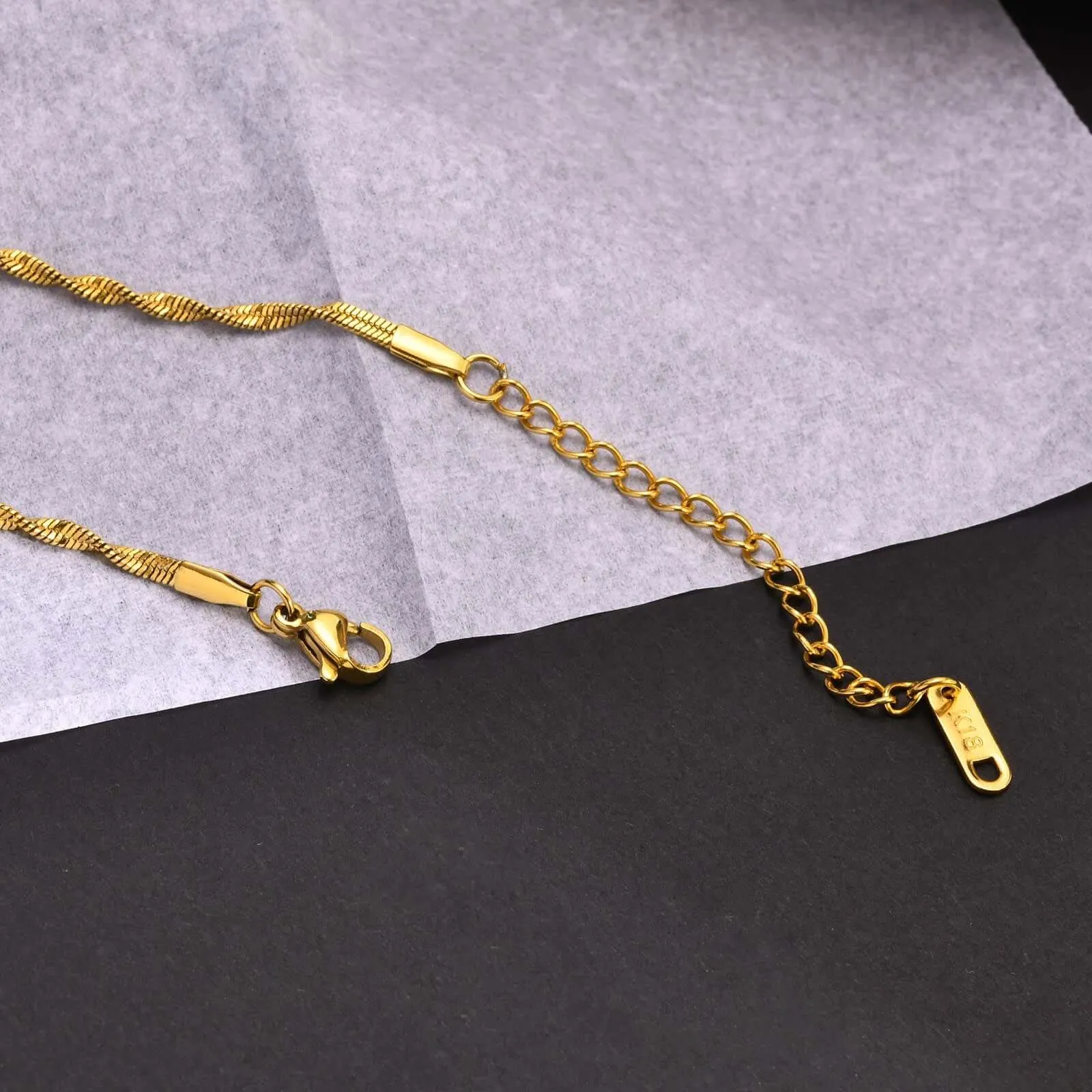 Classic Twist Snake Bone 18K Gold Plated Chain Necklace