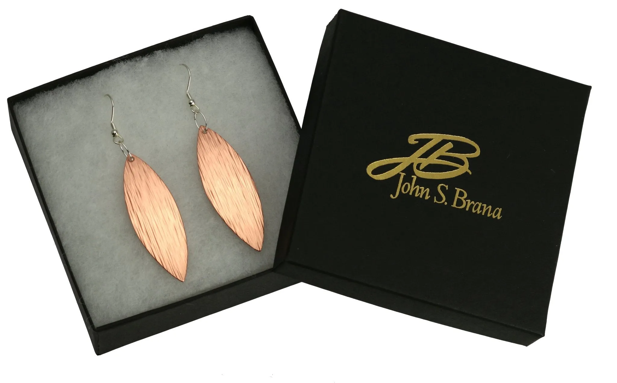 Copper Bark Leaf Drop Earrings