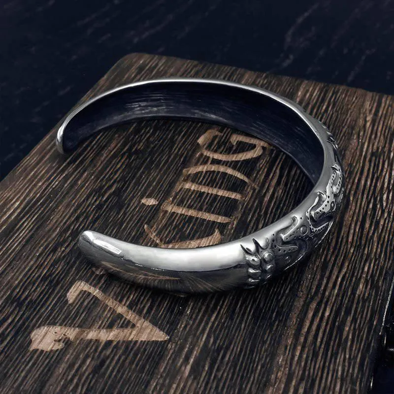 Draupnir Ornaments Odin's Cuff Bangle - Sterling Silver