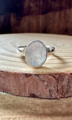 DROP OF MOONSTONE Sterling Silver Ring • Size 7