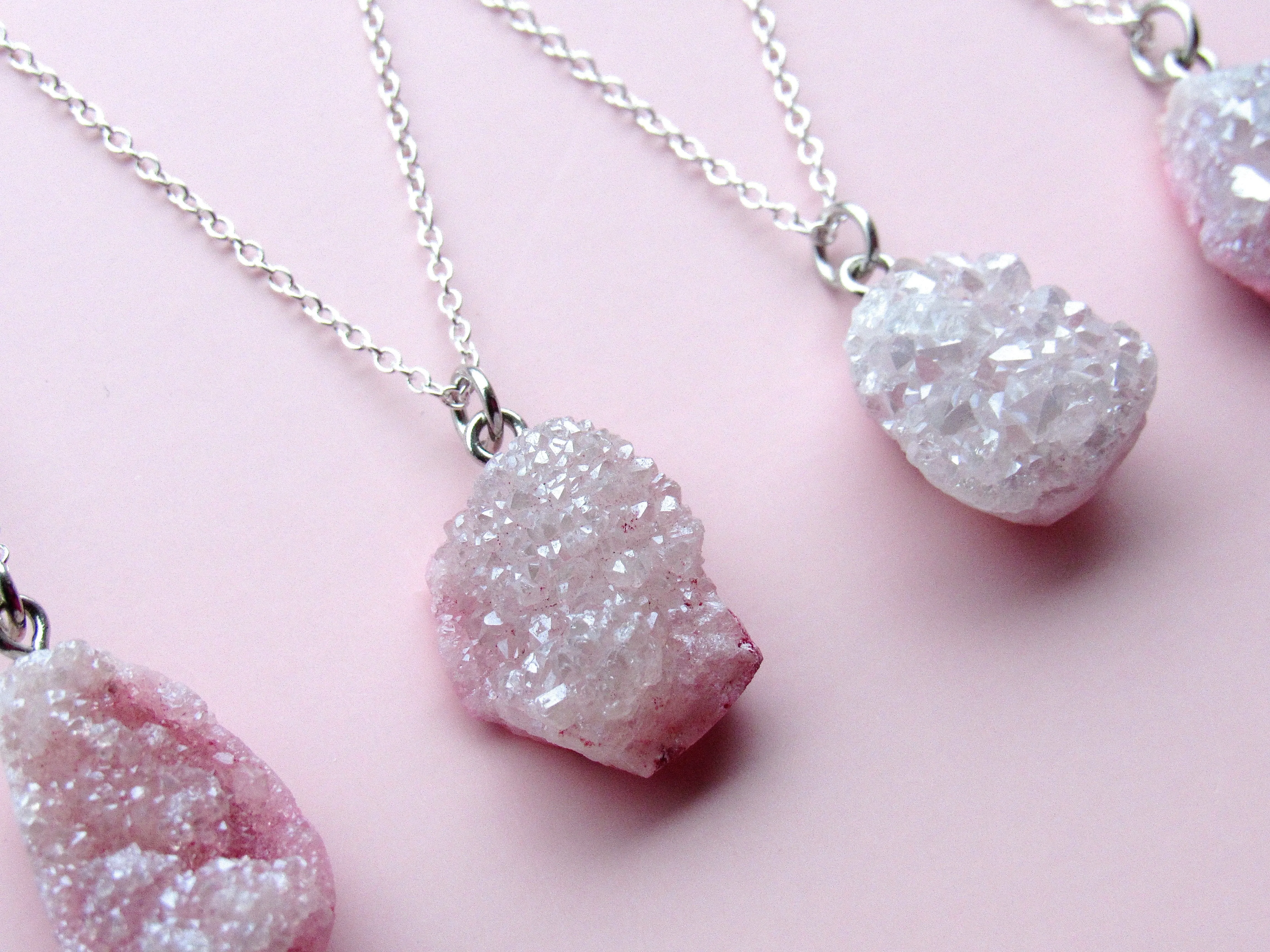 Enchanted Pastel Pink Druzy Necklaces