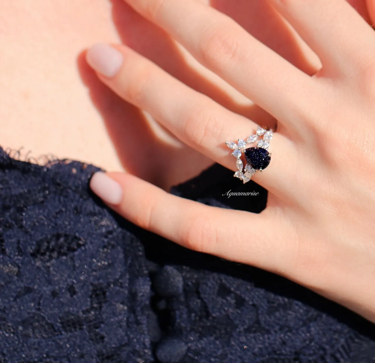 Evelyn Starry Night Ring Set- Black Rhodium Filled