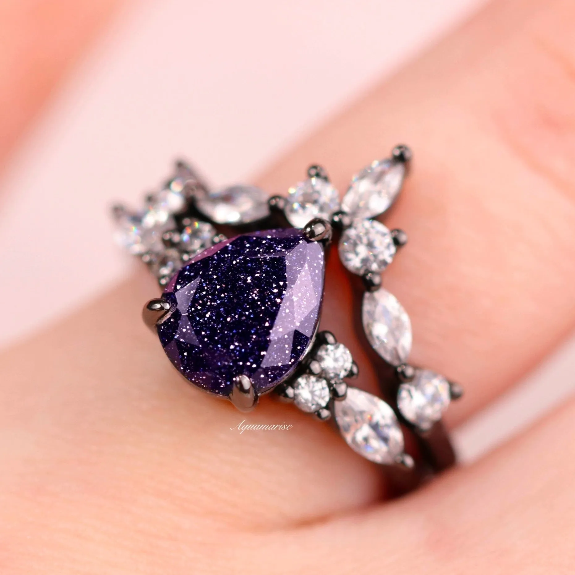 Evelyn Starry Night Ring Set- Black Rhodium Filled