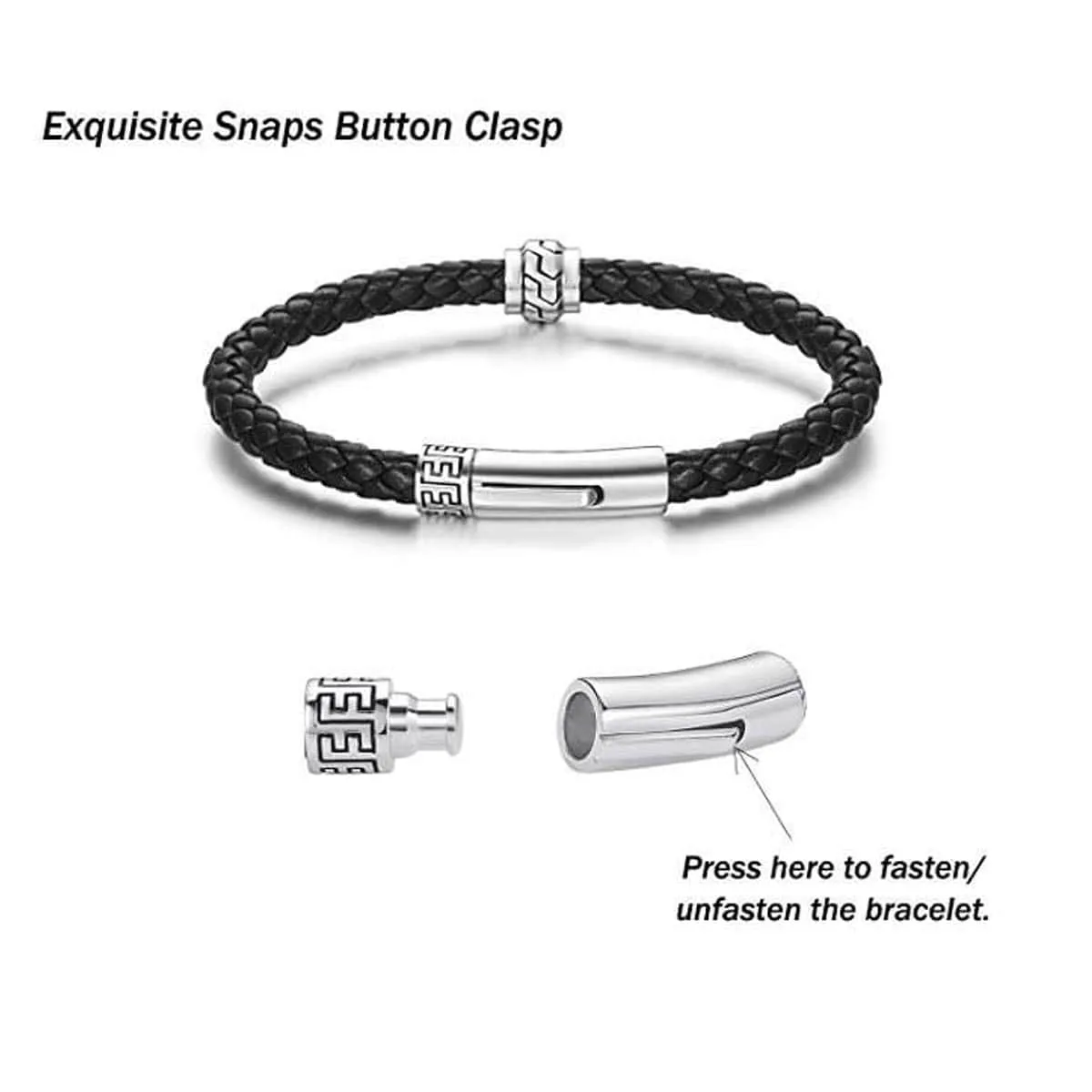 FANCIME PATH Mens Leather Sterling Silver Bracelet