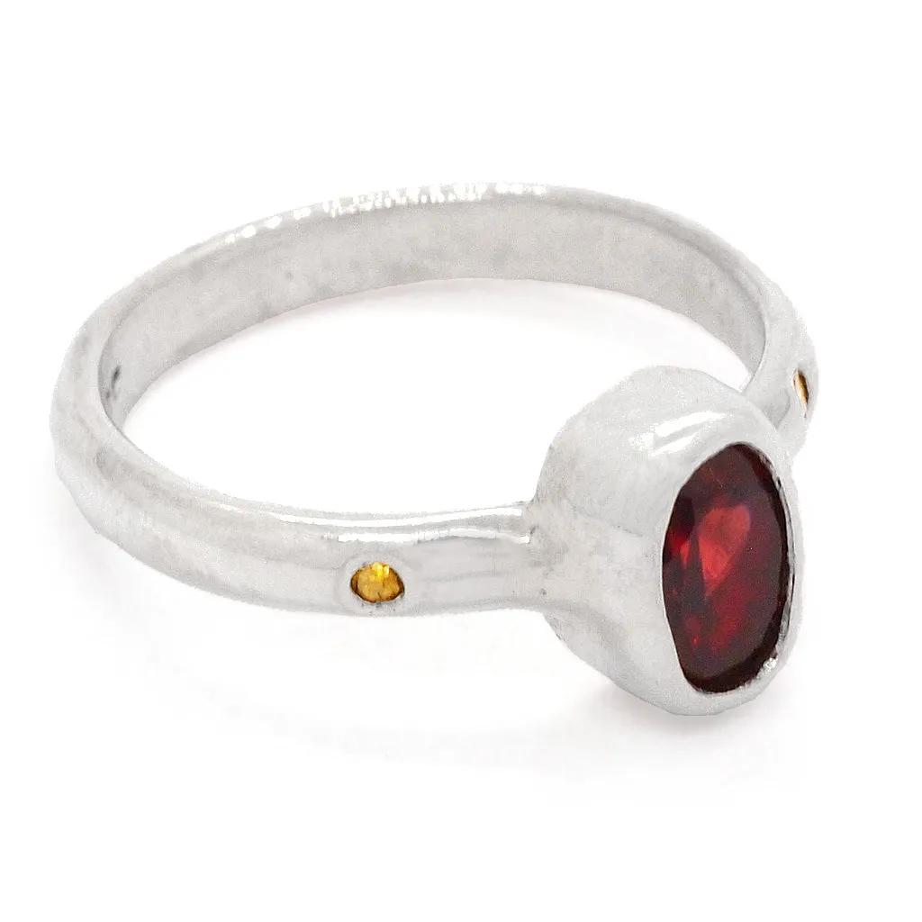 Garnet & Diamond Ring (size 6 1/2)