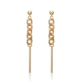 Gold Chain and Bar Drop Dangle Earrings