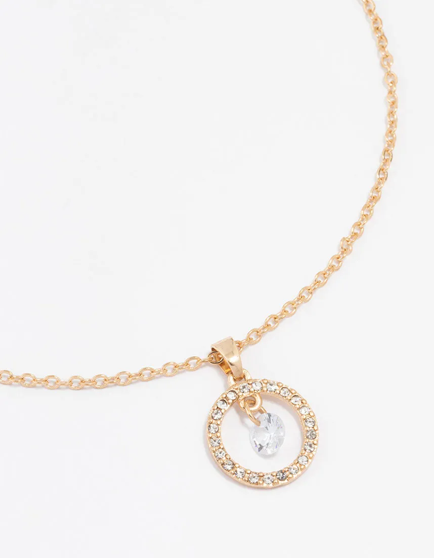 Gold Circle Diamante Necklace