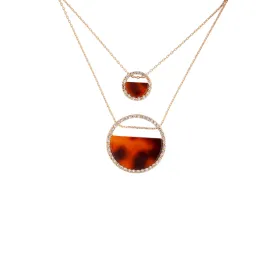 Gold Diamante Circle Tortoiseshell Necklace Duo