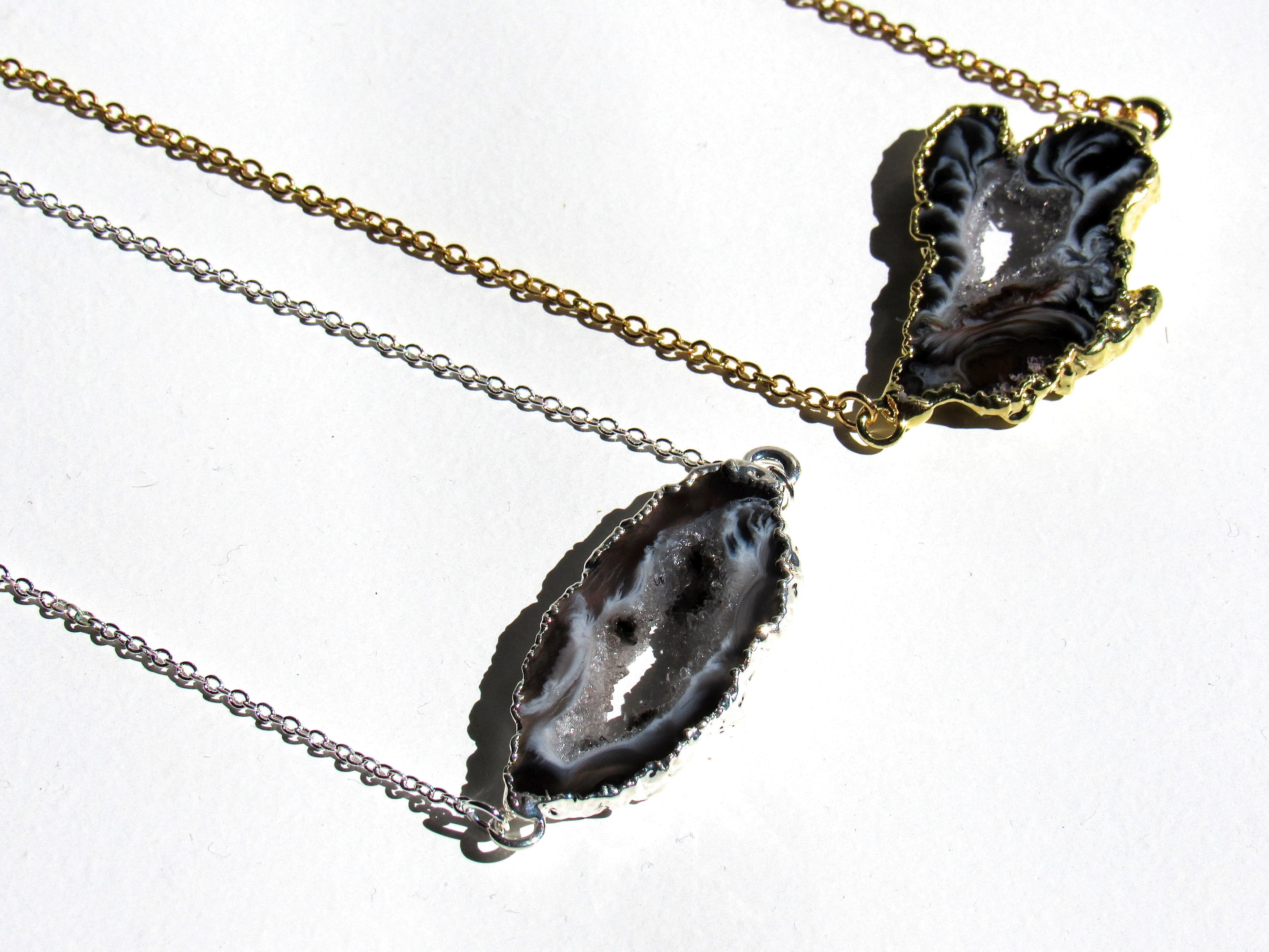 Gold Dipped Geode Slice Necklaces