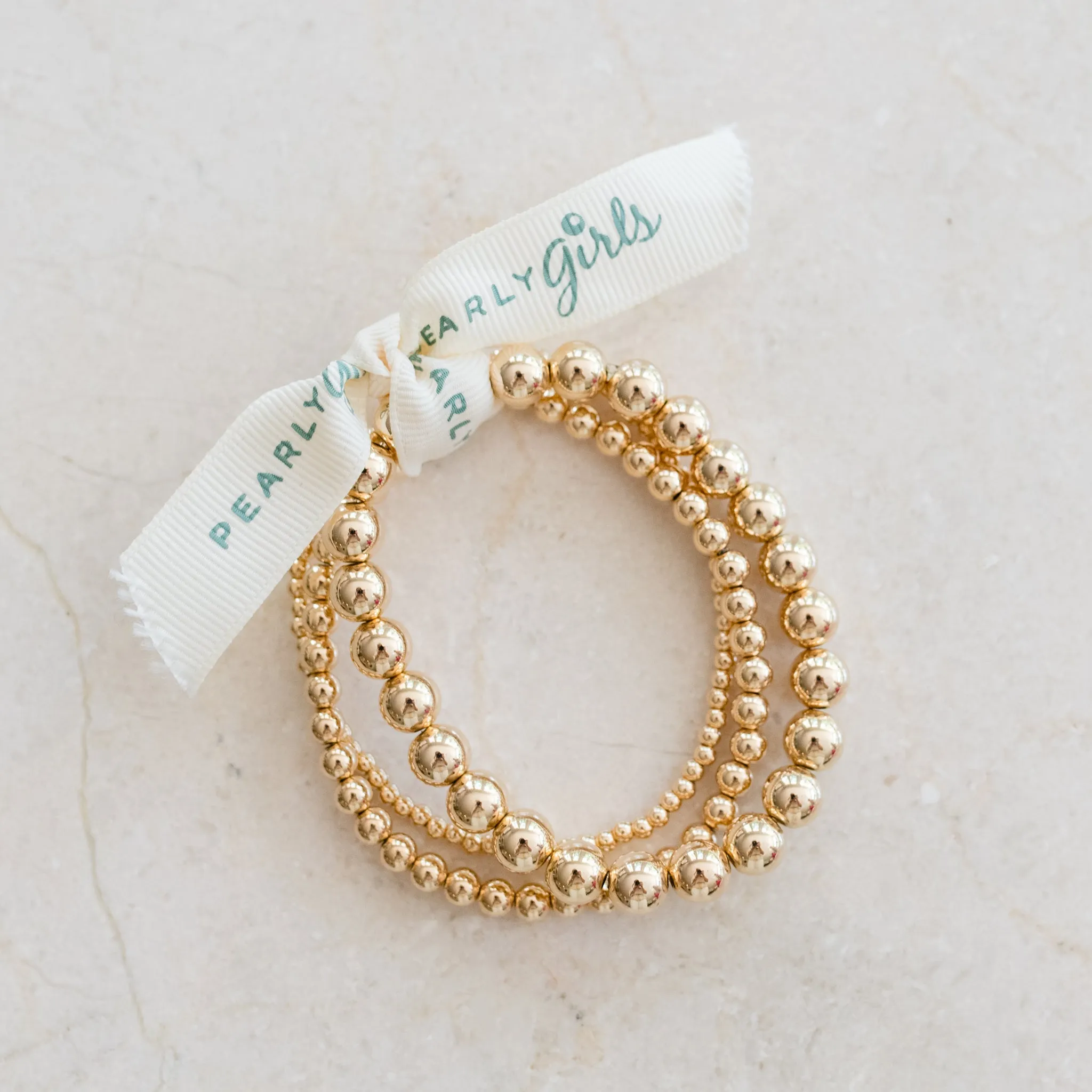 Gold-Filled Stretchy Bracelets | Versatile Elegance & Customizable Style | By Pearly Girls