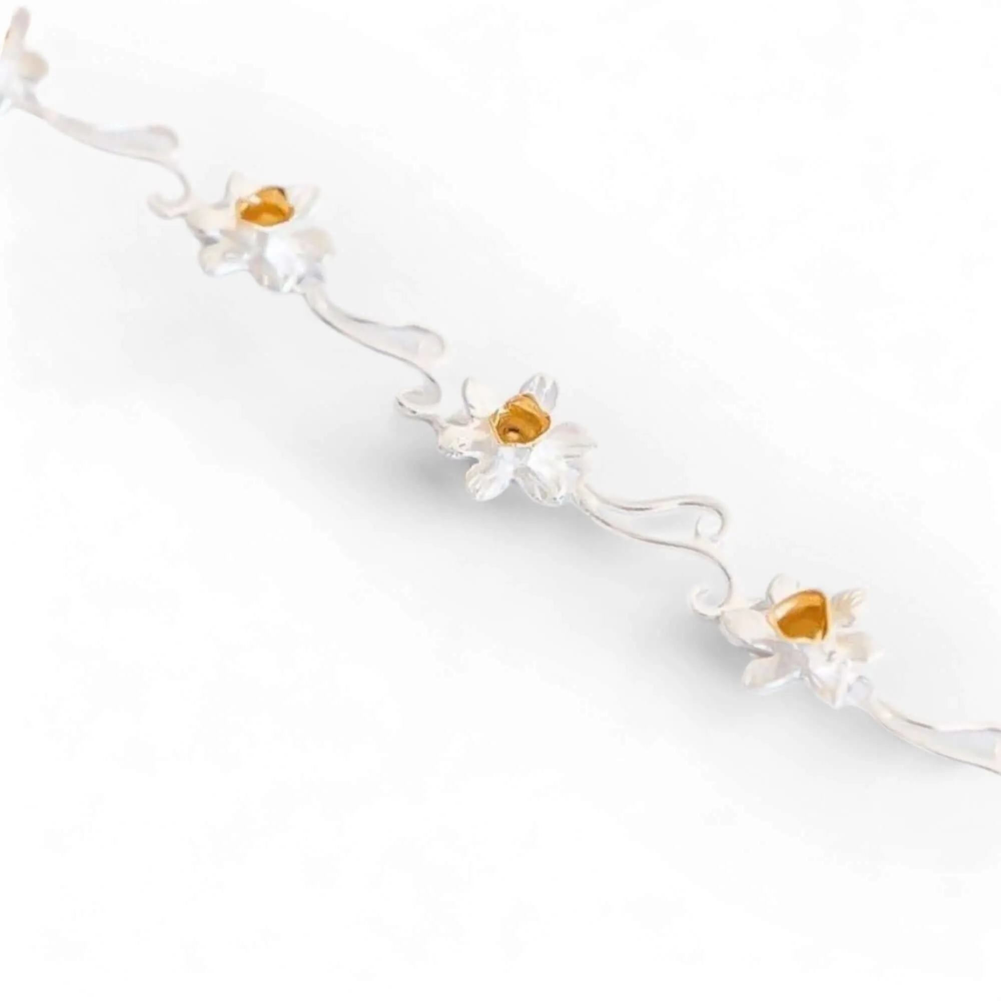 Gold Plated Daffodil's and Sterling Silver Bracelet