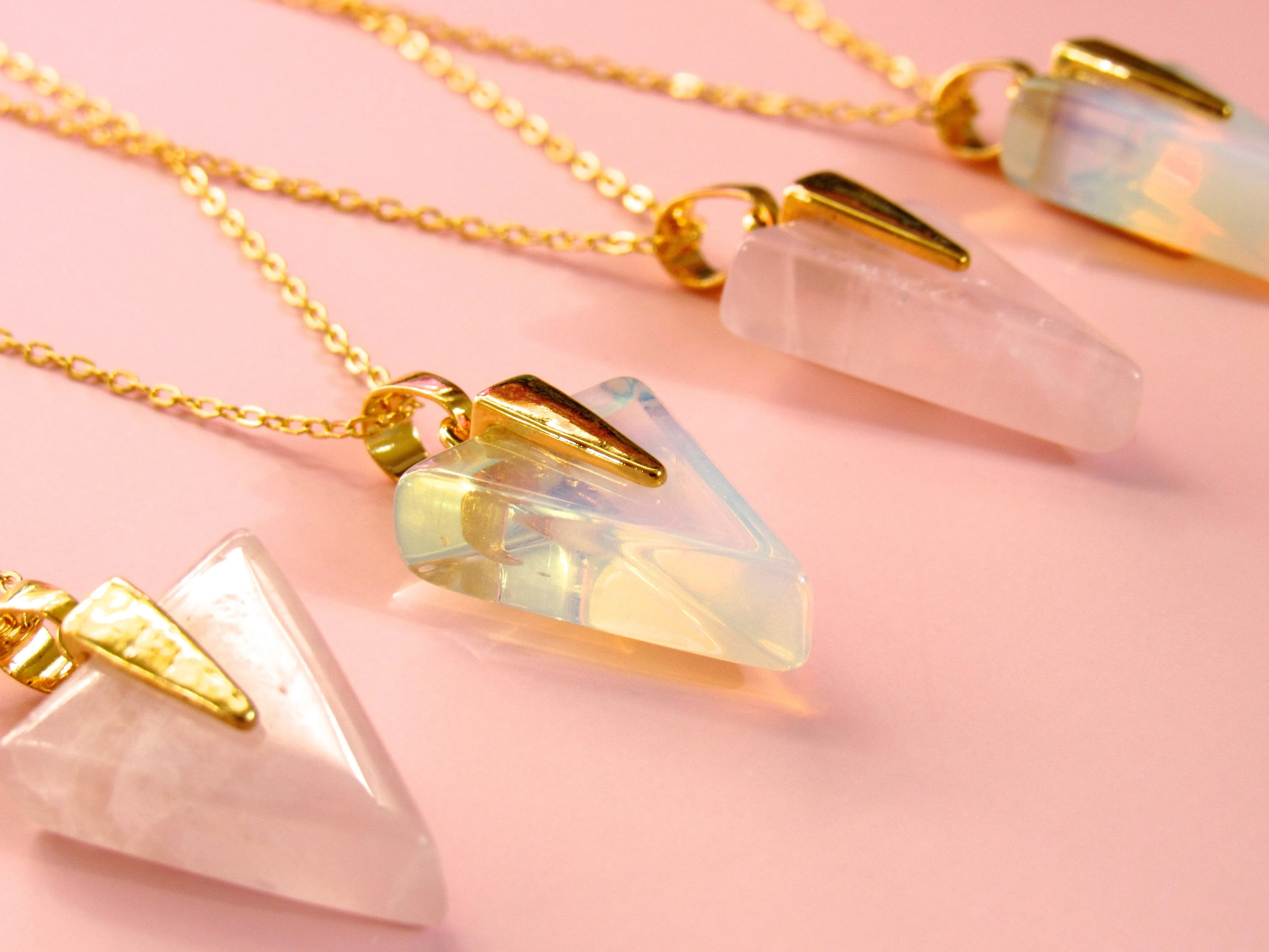 Golden Rose Quartz Arrow Necklaces