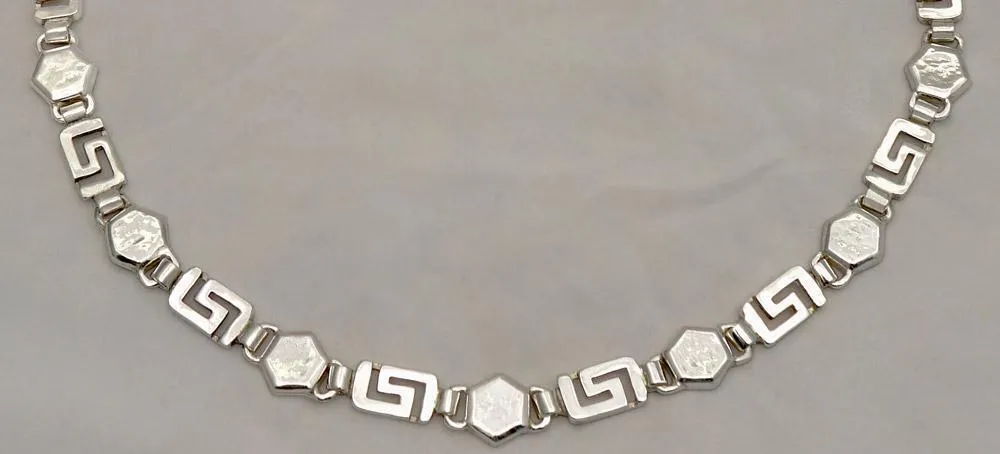 Greek Key Meander Necklace in Sterling Silver (PE-06)