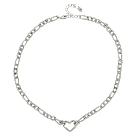 HEART CHAIN LINK SILVER NECKLACE