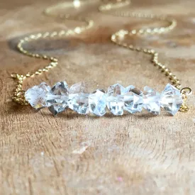 Herkimer Diamond Necklace Gold Fill OR Sterling Silver  Raw Crystal Necklace