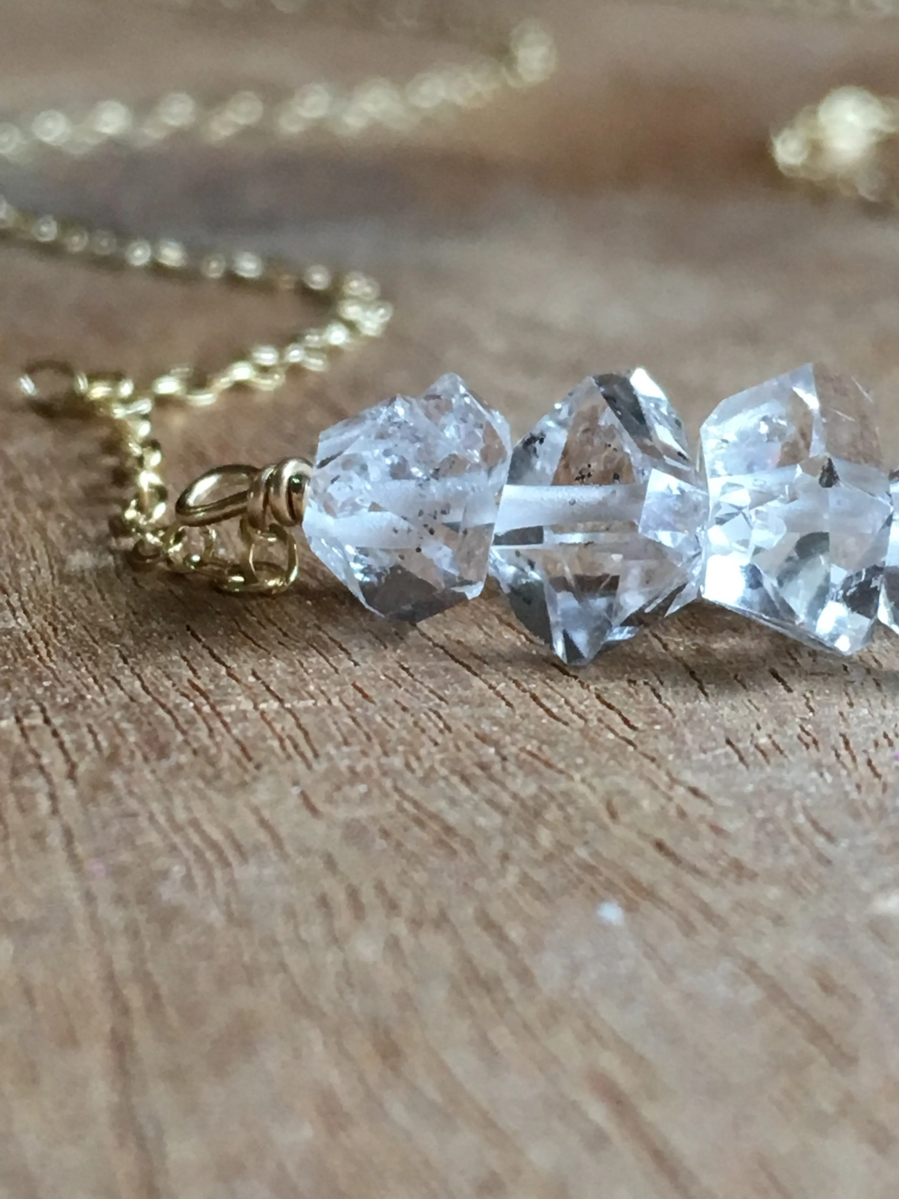 Herkimer Diamond Necklace Gold Fill OR Sterling Silver  Raw Crystal Necklace