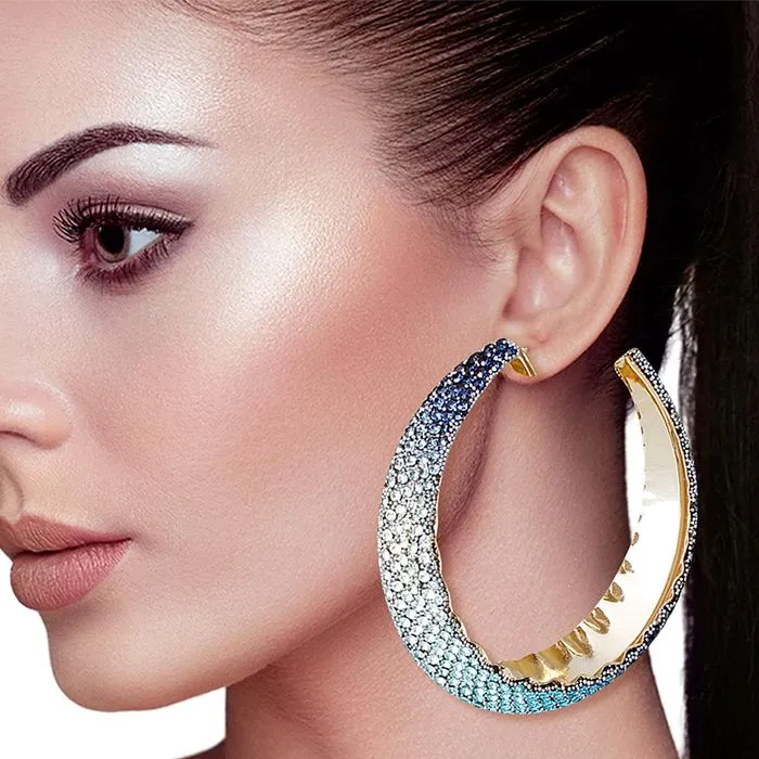 Hoops Color Ombre Bling Earrings for Women