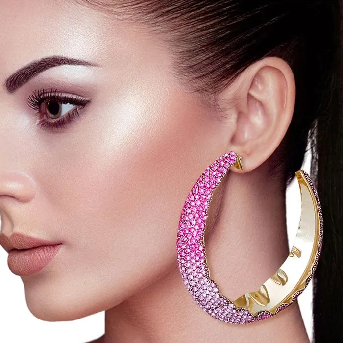 Hoops Color Ombre Bling Earrings for Women