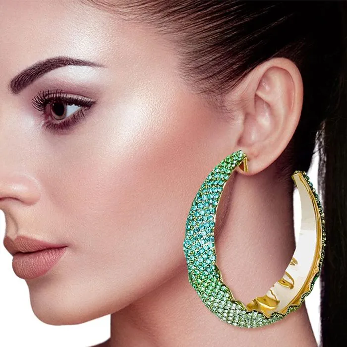 Hoops Color Ombre Bling Earrings for Women