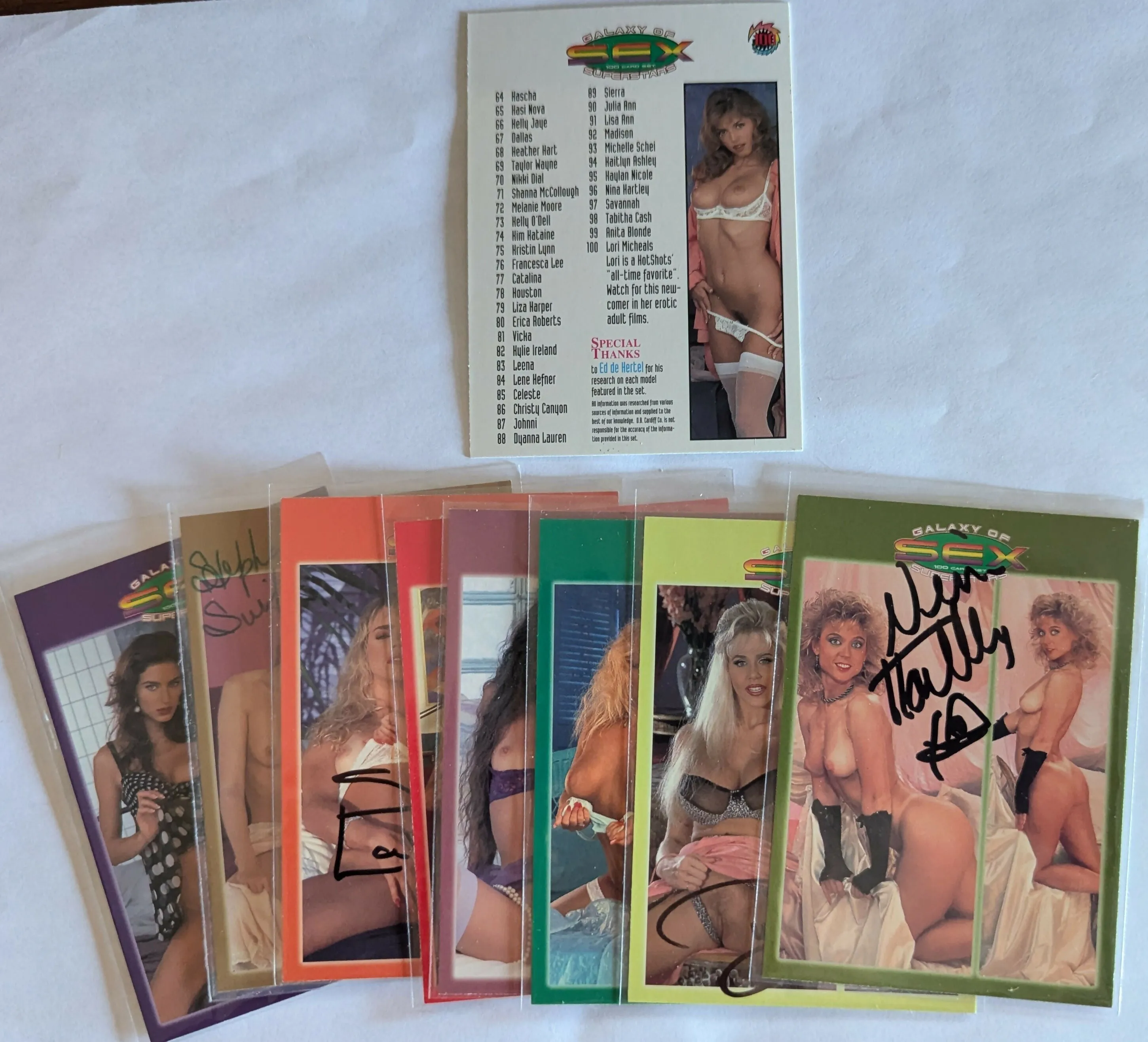 HOT SHOTS GALAXY of SEX SUPERSTARS 100 CARD SET with AUTOGRAPHS REBECCA LORD, STEPHANIE SWIFT, SHAYLA LAVEAUX, TIFFANY MYNX, FELECIA, TONISHA MILLS, JULIA ANN,NINA HARTLEY